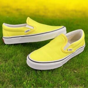 Vans Slip On Neon Bright Yellow Women Size 5.5